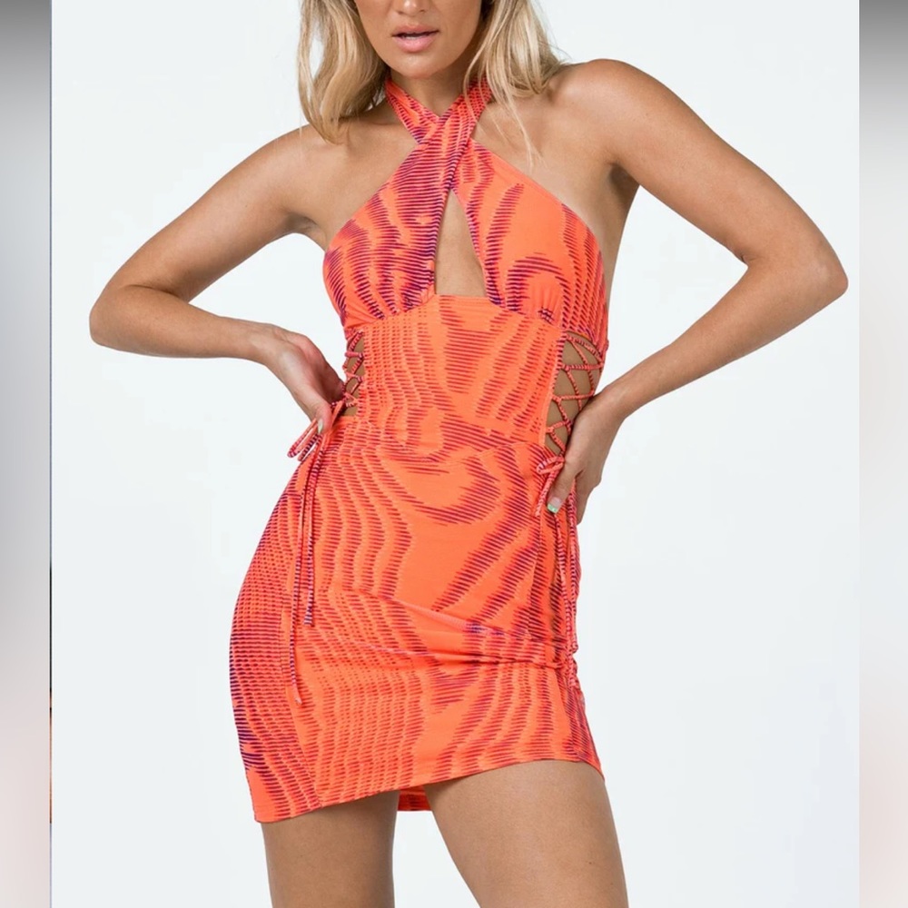 Princess Polly Orange Multi Arden Mini Dress Size (0)